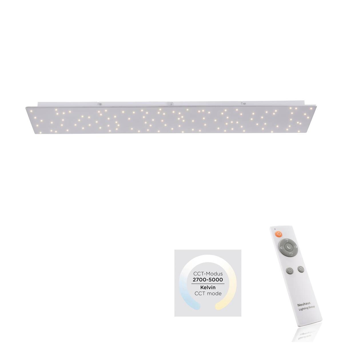 Just Light LED-Deckenleuchte SPARKLE 14672-55 stahlfarbig Metall B/H/T: ca. 25x4x100 cm 1 Brennstellen
