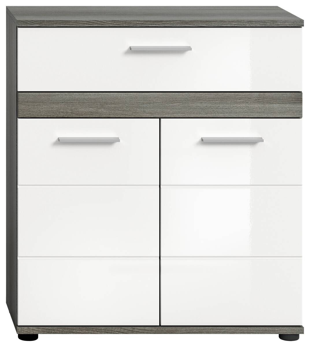 Midischrank BLAKE Rauchsilber Nachbildung weiß Hochglanz B/H/T: ca. 71x79x31 cm