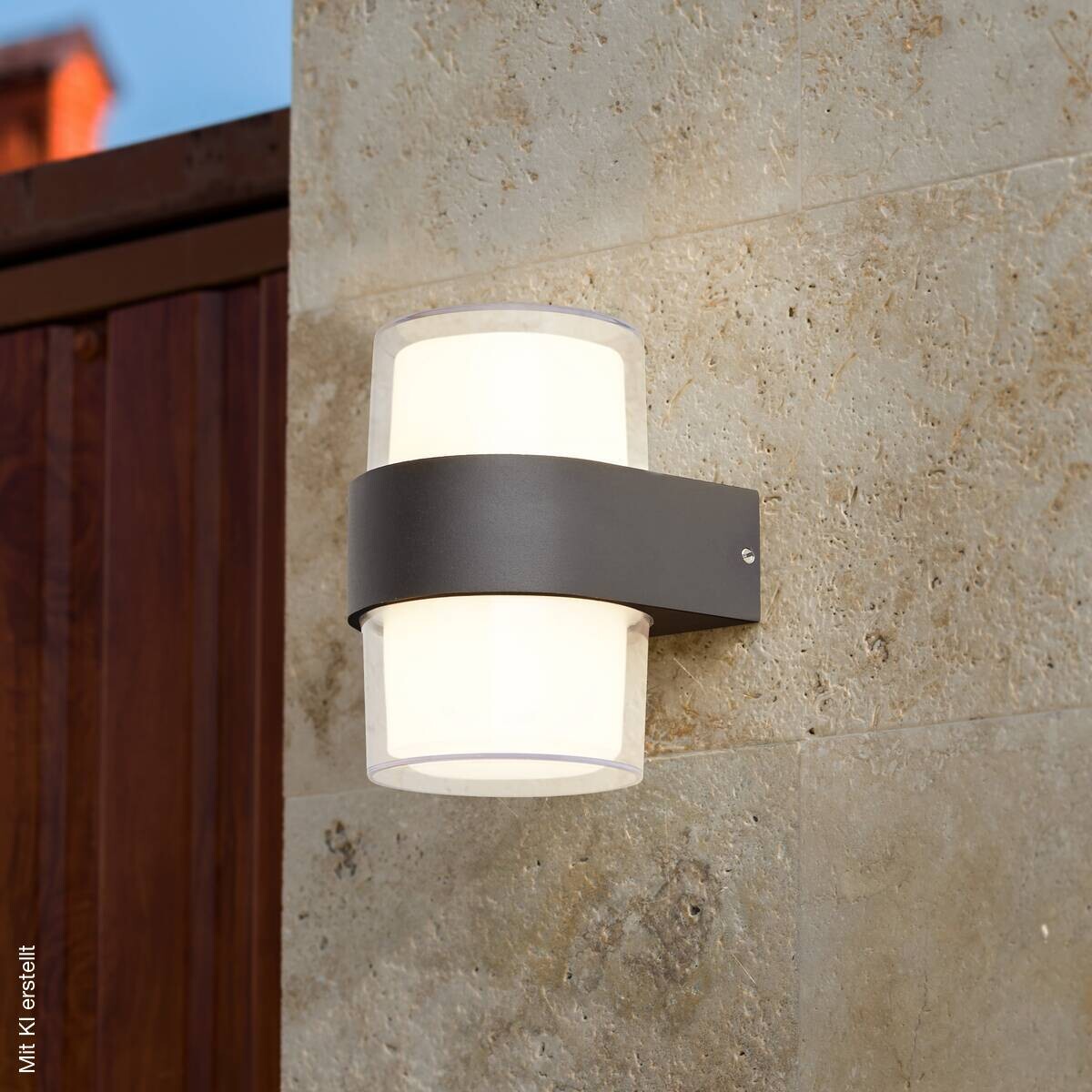 LED-Außenwandleuchte schwarz klar weiß B/H/T: ca. 10x13x11 cm