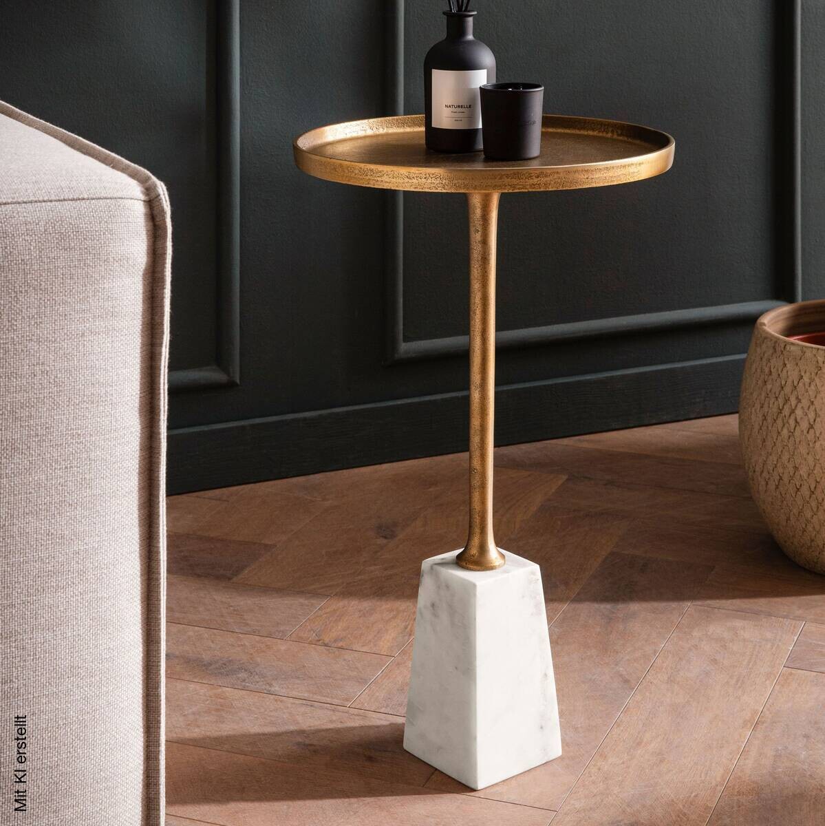 Beistelltisch gold Optik Marmor B/H/T: ca. 34x58x34 cm