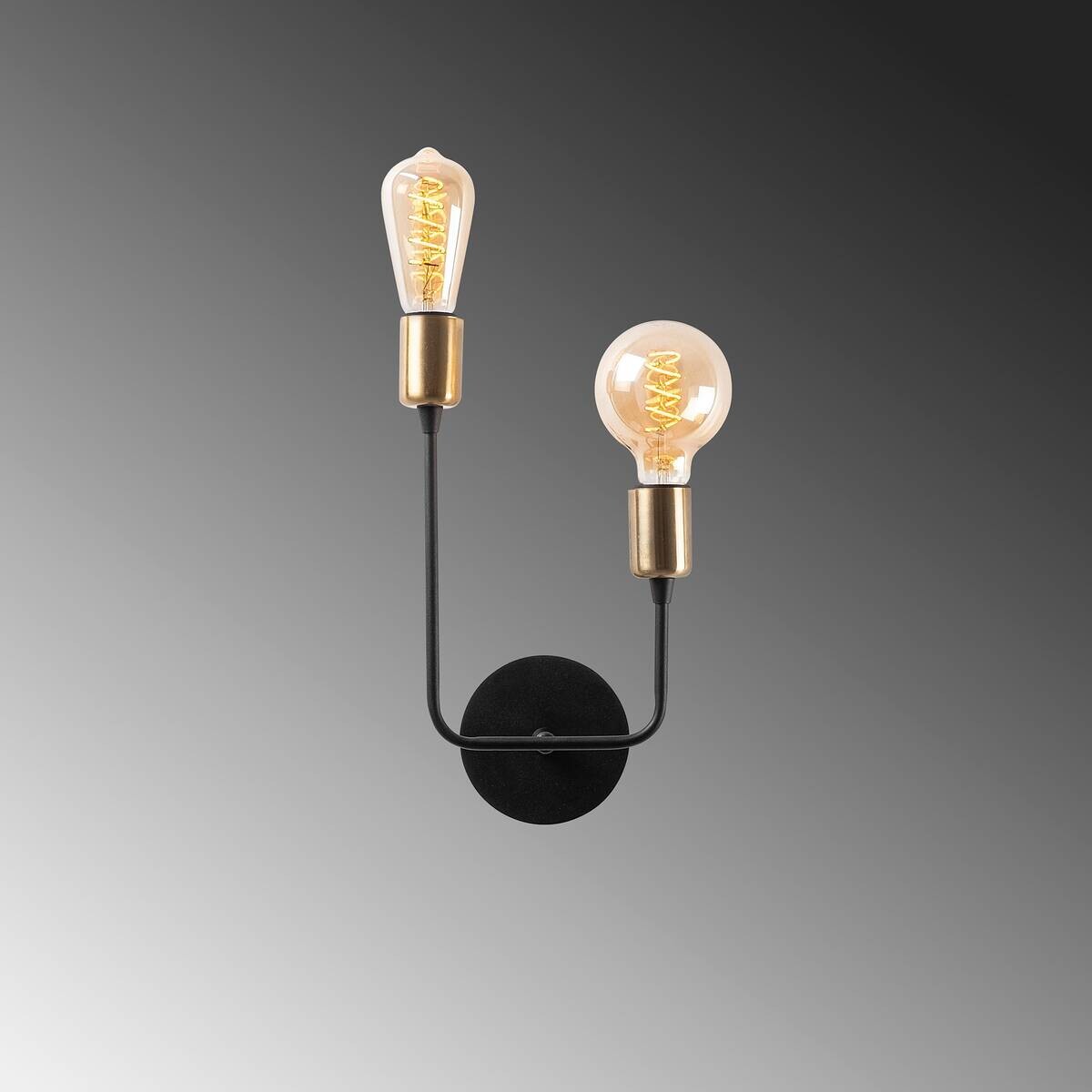 Opviq Wandleuchte schwarz Eisen B/H/L: ca. 16x36x21 cm E27 1 Brennstellen