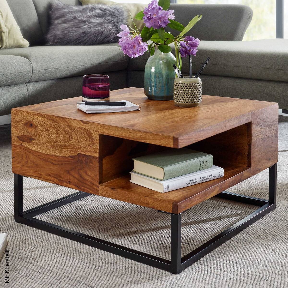 Couchtisch braun B/H/T: ca. 60x35x60 cm