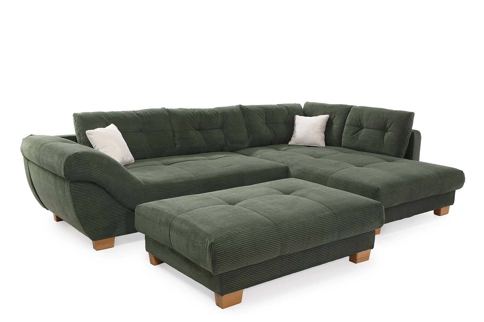 Ecksofa grün Microfaser B/H/T: ca. 346x90x221 cm