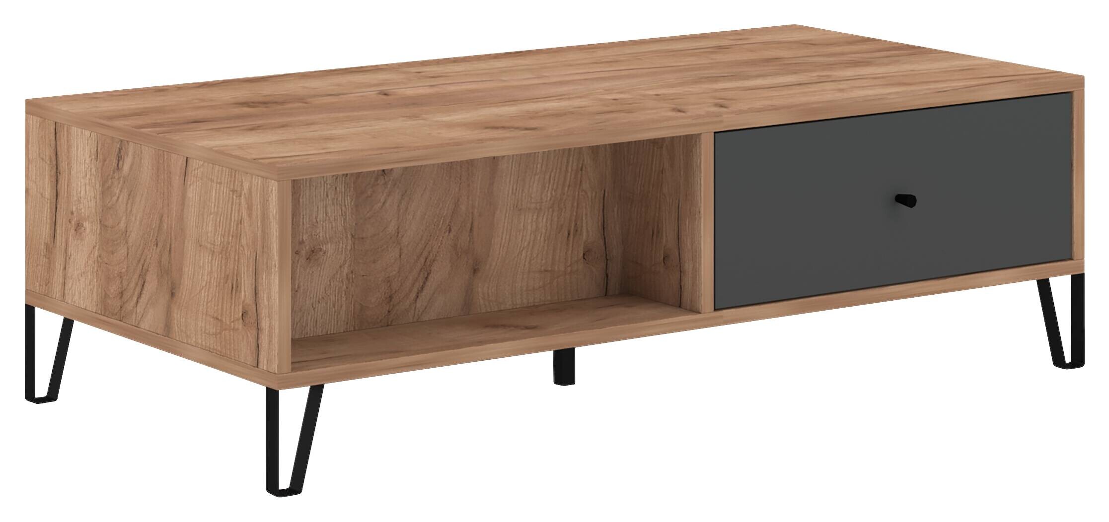 Couchtisch BILBAO Eiche Tabak Nachbildung anthrazit B/H/T: ca. 120x37x60 cm
