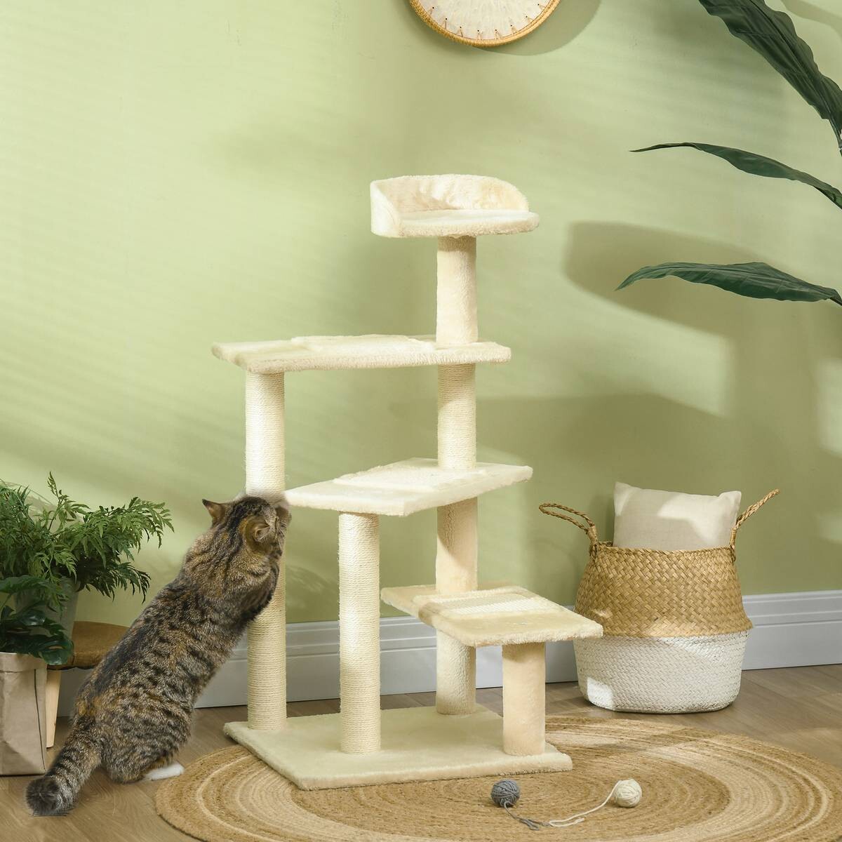 PawHut Katzenkratzbaum beige Spanplatte B/H/L: ca. 50x100x50 cm