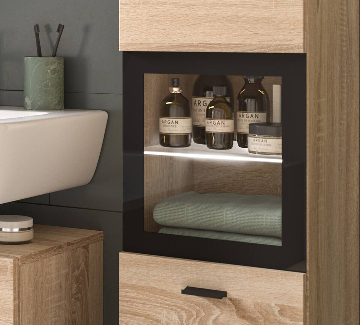 Badhochschrank BOSTON Eiche Sonoma Nachbildung B/H/T: ca. 30x125x29 cm