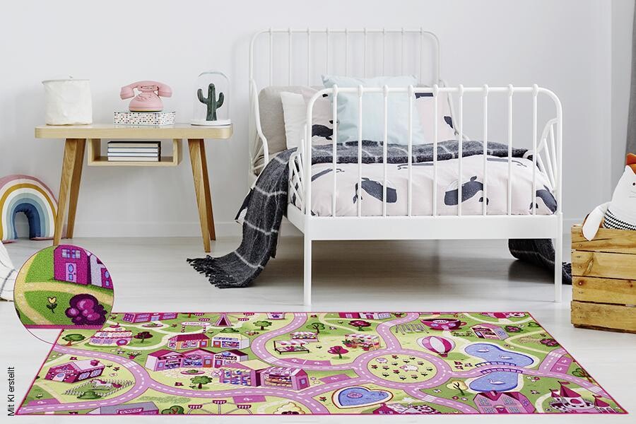 Kinderteppich Sweet Town pink B/L: ca. 95x200 cm