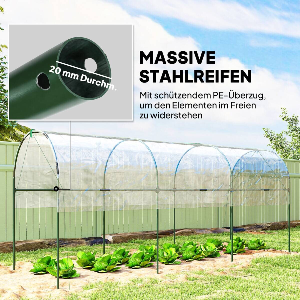 Outsunny Gewächshaus B/H/T/L: ca. 120x170x120x400 cm transparent