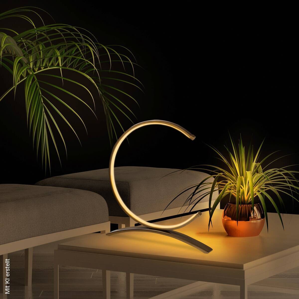 Opviq LED-Tischleuchte gold B/H/T: ca. 35x34x4 cm