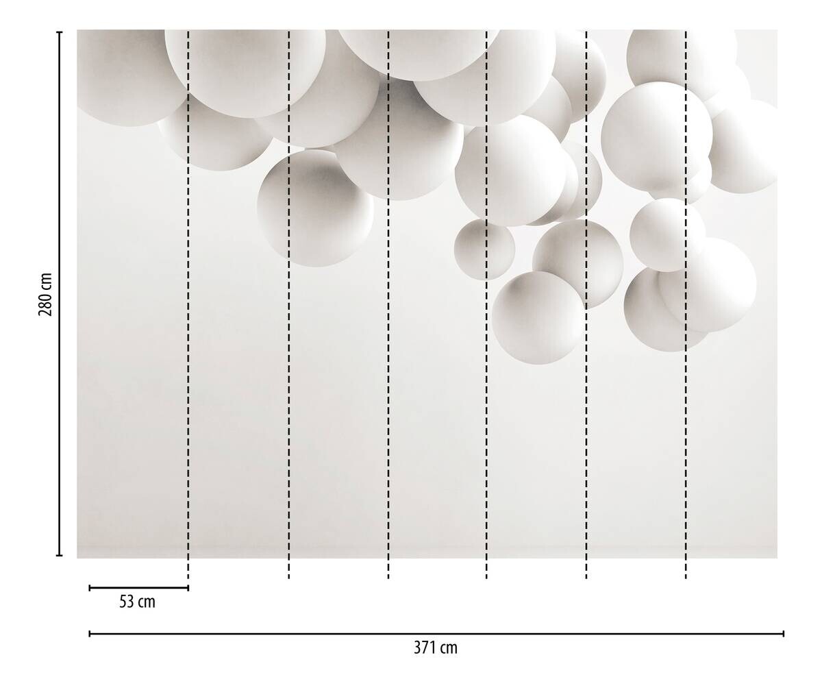 Livingwalls Fototapete Schwebende Kugeln weiß B/L: ca. 280x371 cm