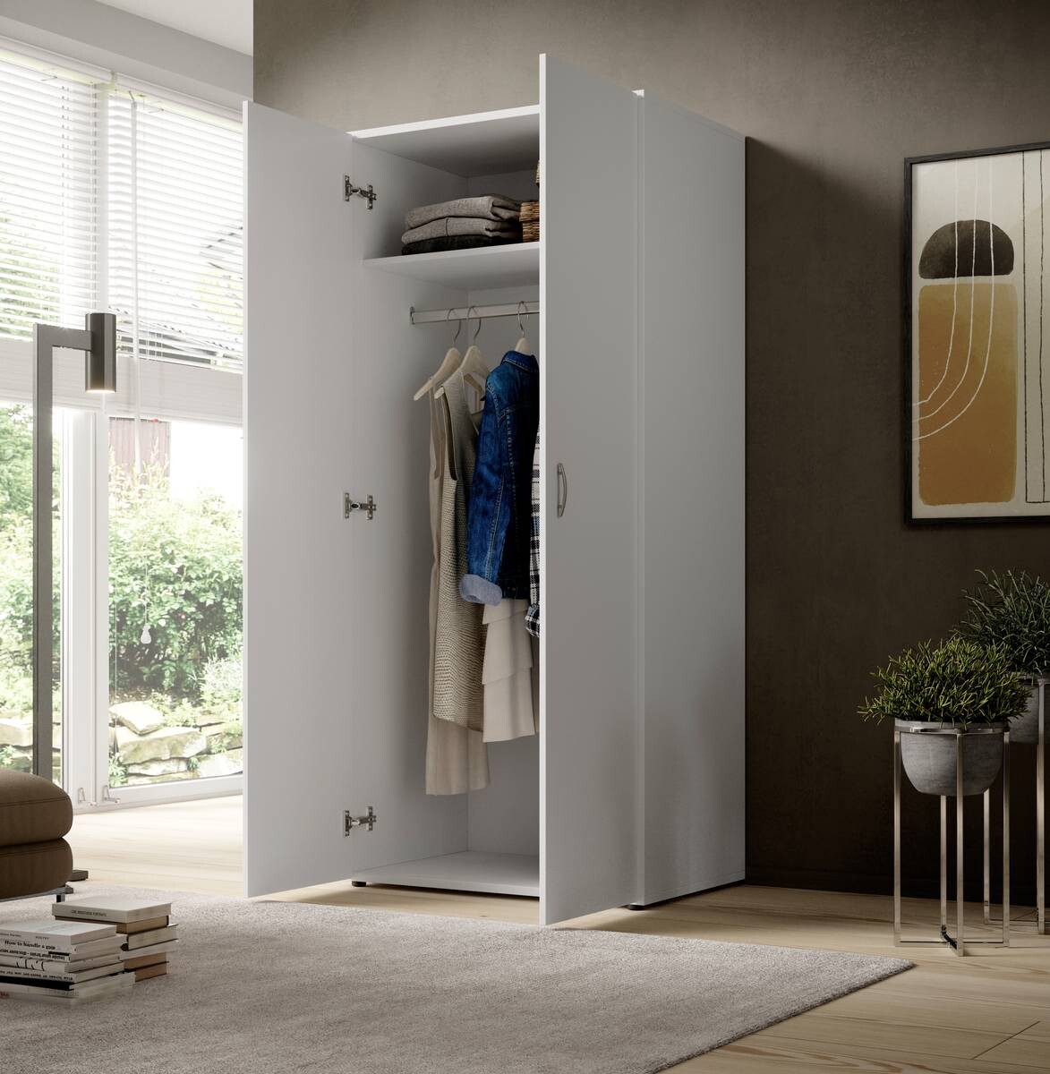 Kleiderschrank Joe weiß B/H/T: ca. 81x176x50,8 cm