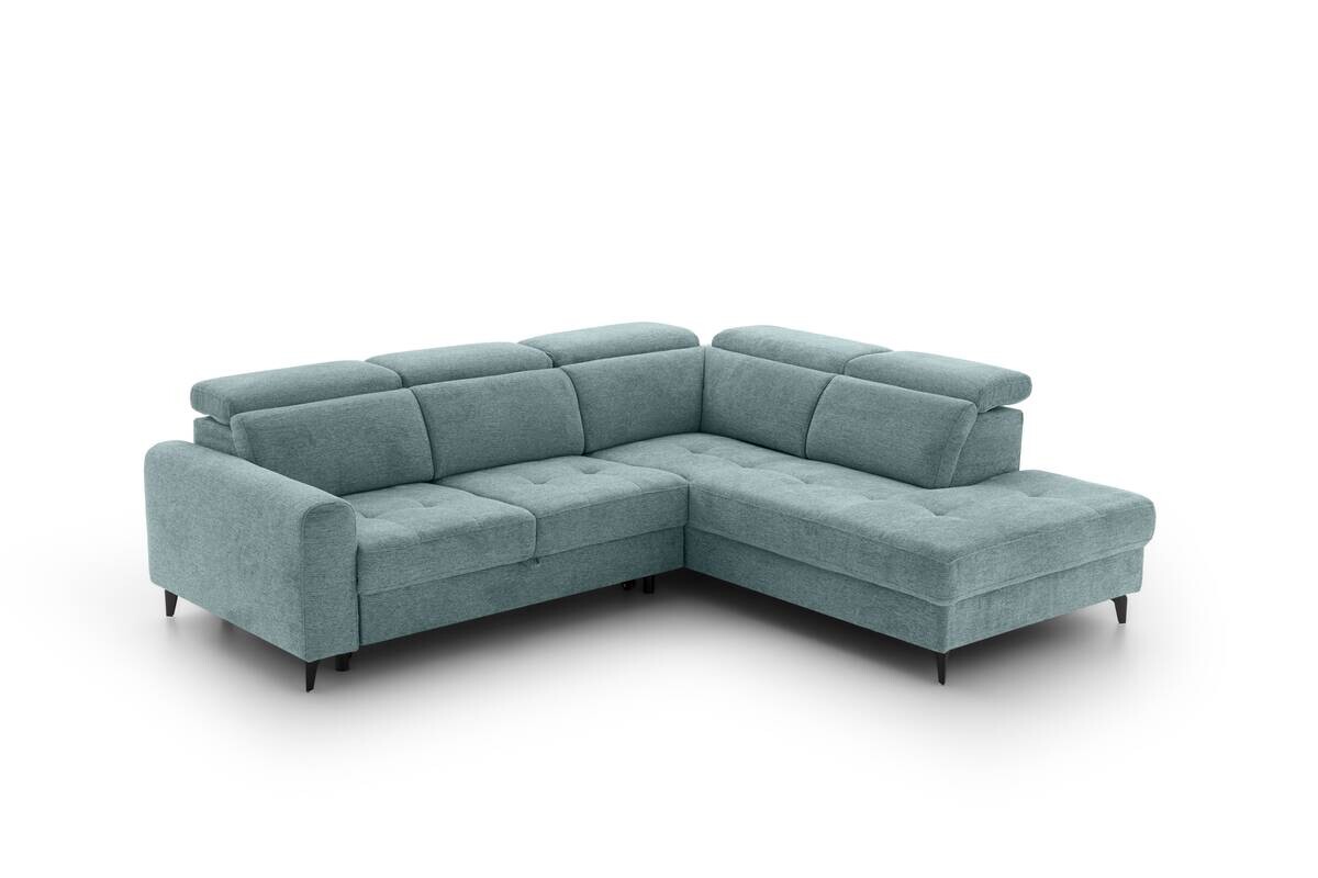 Ecksofa mit Bettfunktion hellblau Flachgewebe B/H/T: ca. 258x96x221 cm