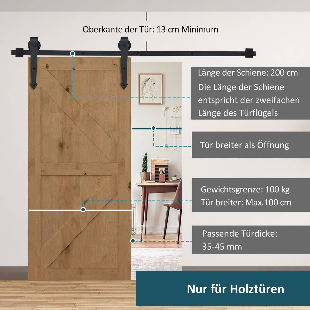 HOMCOM Schiebetür-Beschlagsatz 2 tlg.