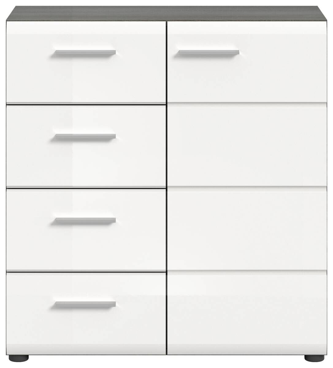 Kommode SALSA Rauchsilber Nachbildung weiß Hochglanz B/H/T: ca. 75x85x37 cm