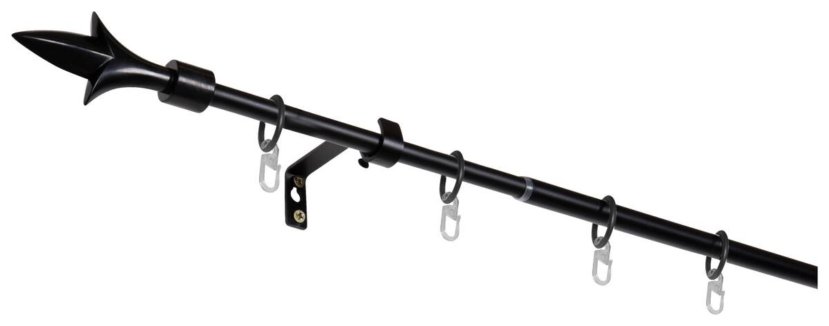 Gardinenstange schwarz Aluminium ausziehbar von ca. 130 bis 240 cm 1.0 Läufe