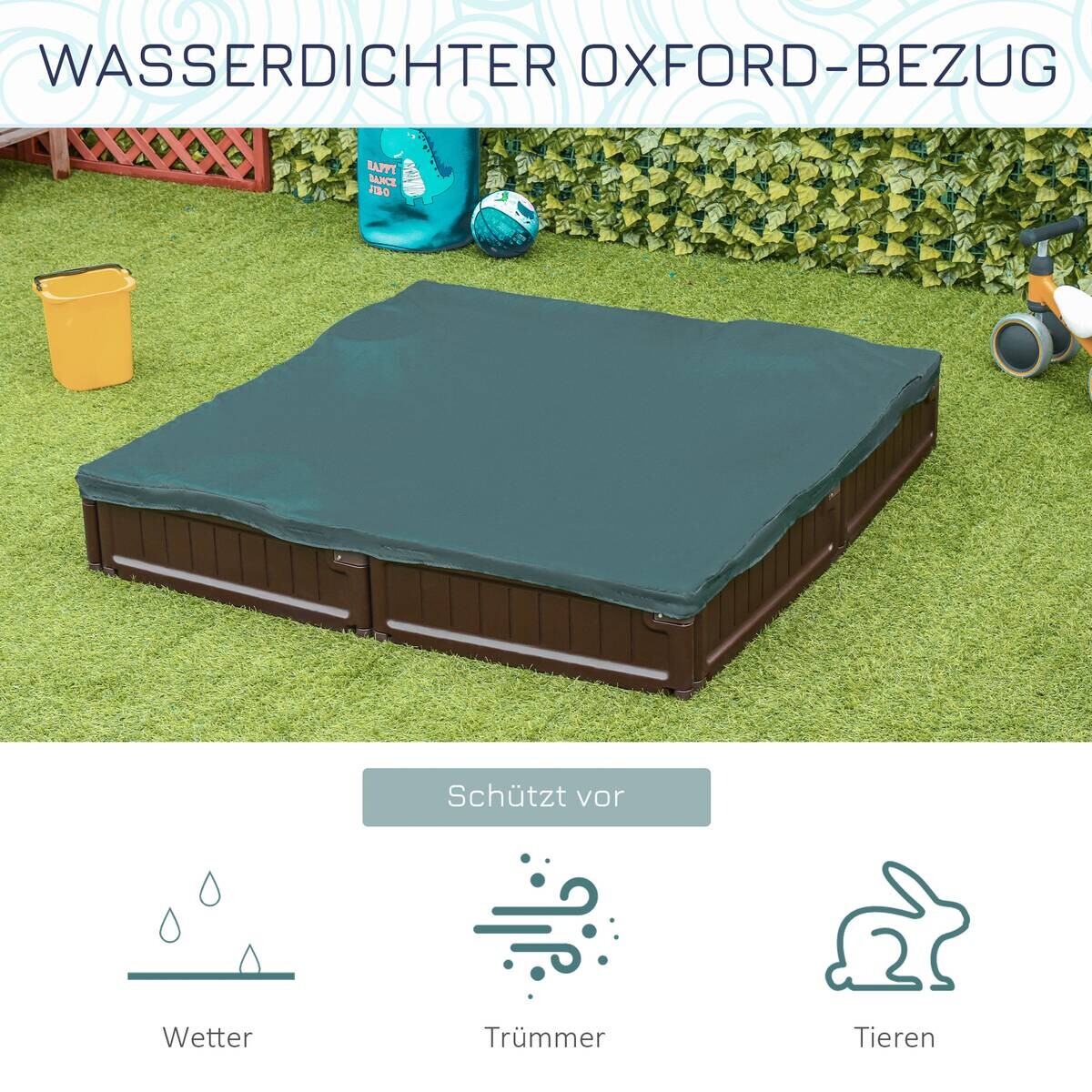 Outsunny Sandkasten braun B/H/L: ca. 123x21x123 cm