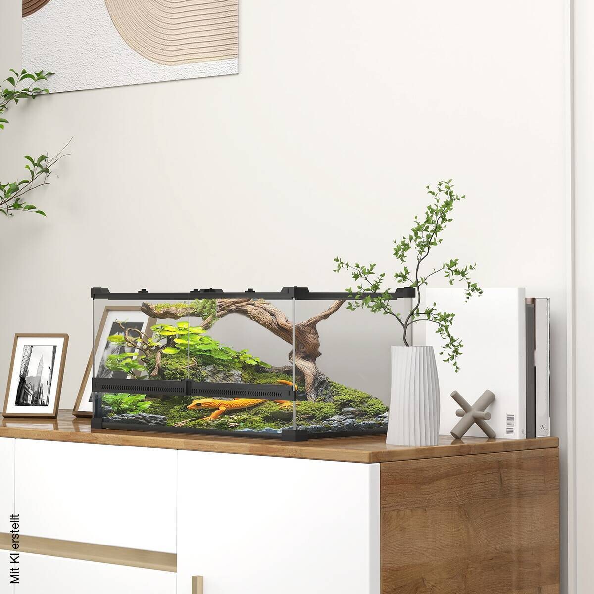 PawHut Terrarium schwarz Glas B/H/L: ca. 30x25x50 cm