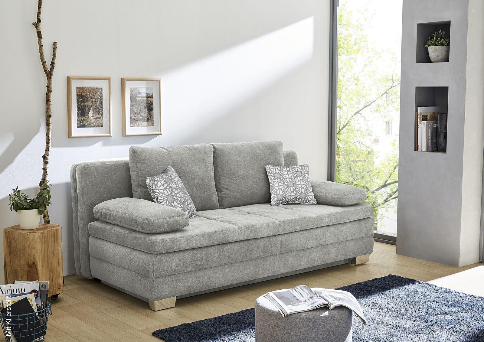 Schlafsofa grau Polyester B/H/T: ca. 203x85x106 cm