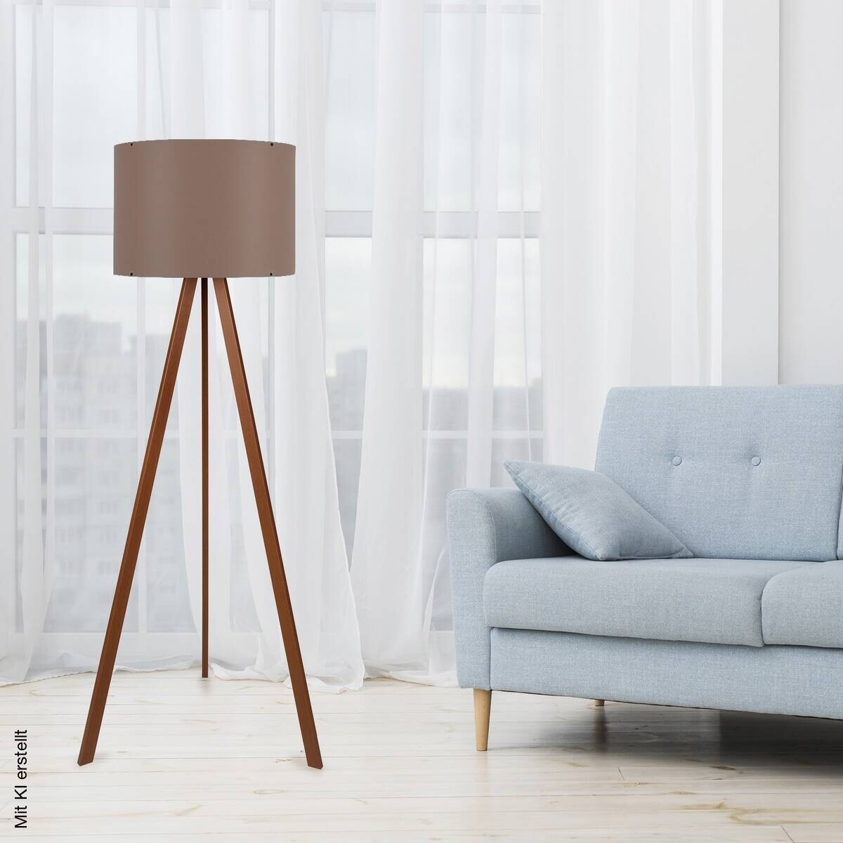 Opviq Stehlampe braun PVC MDF B/H/T/L/D: ca. 38x140x38x38x38 cm E27 1 Brennstellen