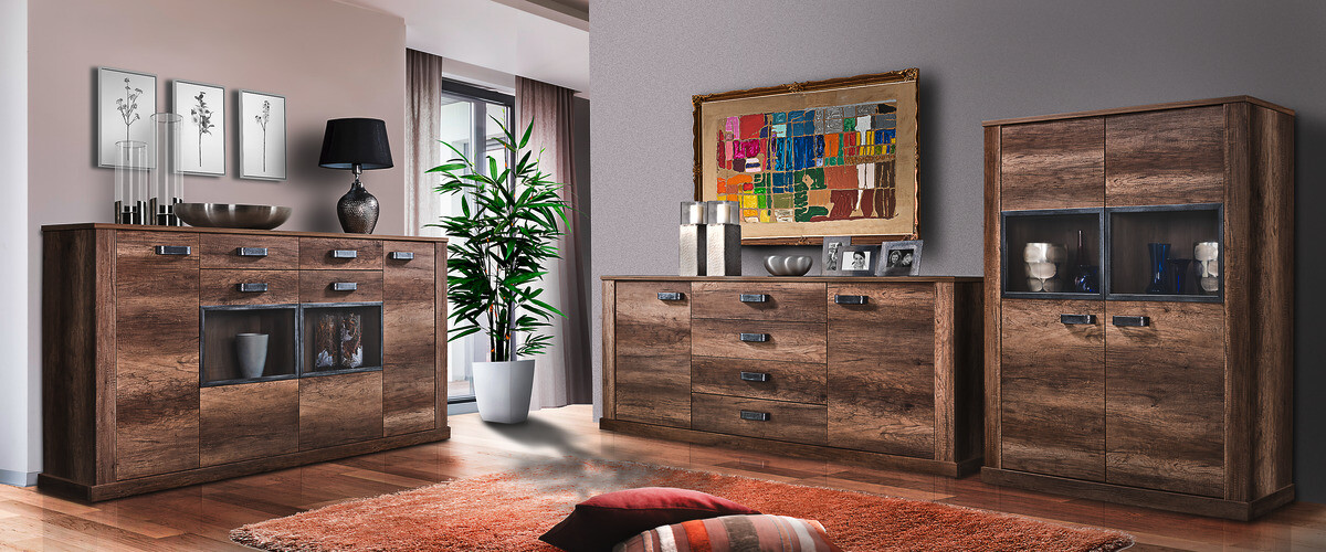 Highboard Aalborg Oak Monument Nachbildung Spanplatte B/H/T: ca. 212x112x40 cm