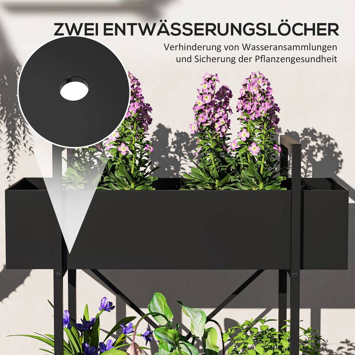 Outsunny Pflanzenständer schwarz Metall B/H/L: ca. 25x70x60 cm