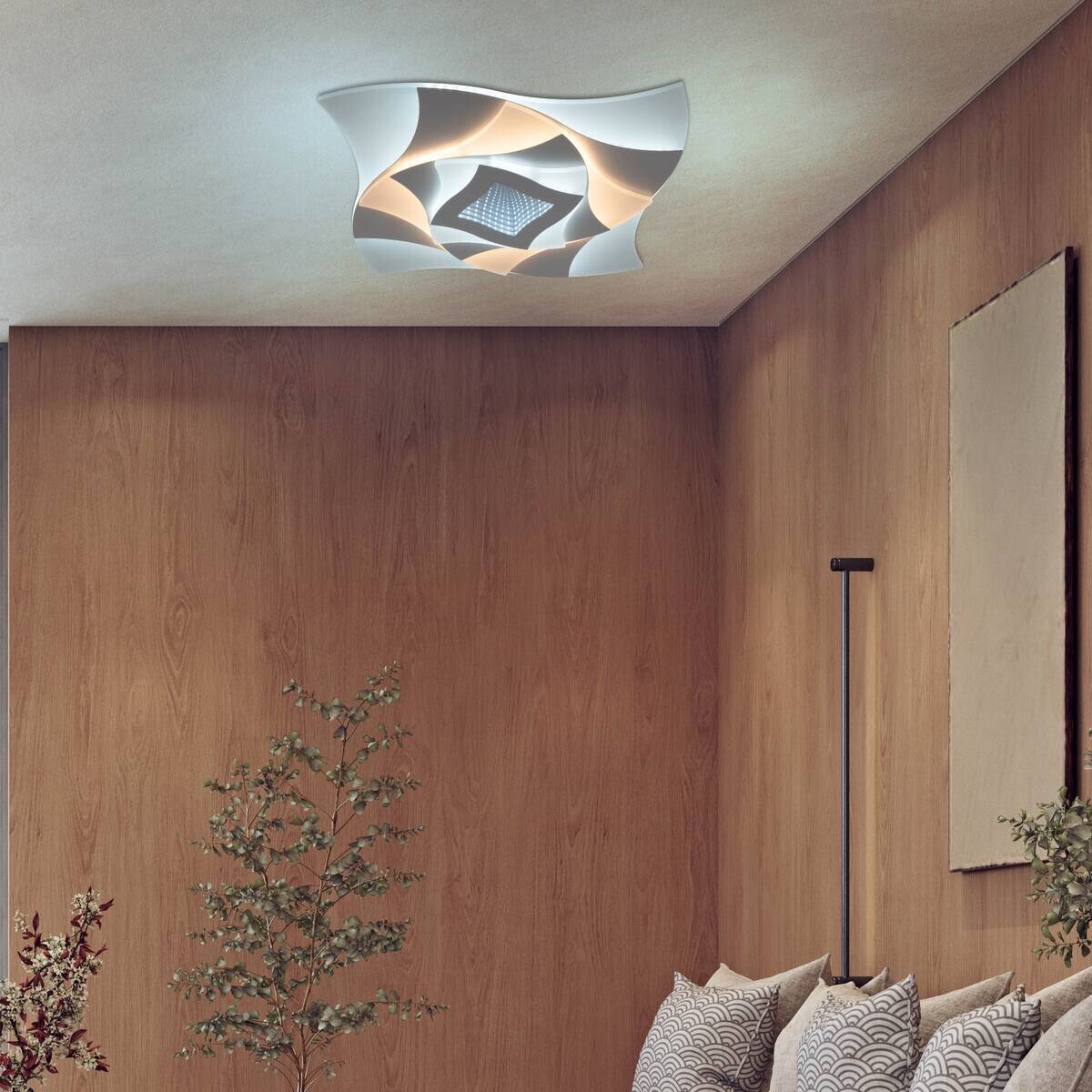 Näve Leuchten Deckenleuchte 1408477 Metall Kunststoff B/H/T: ca. 48x6x48 cm null 5 Brennstellen