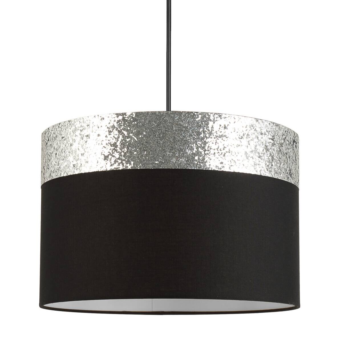 POCOline Pendelleuchte Romka schwarz silber Metall L/D: ca. 120x30 cm E27 1 Brennstellen