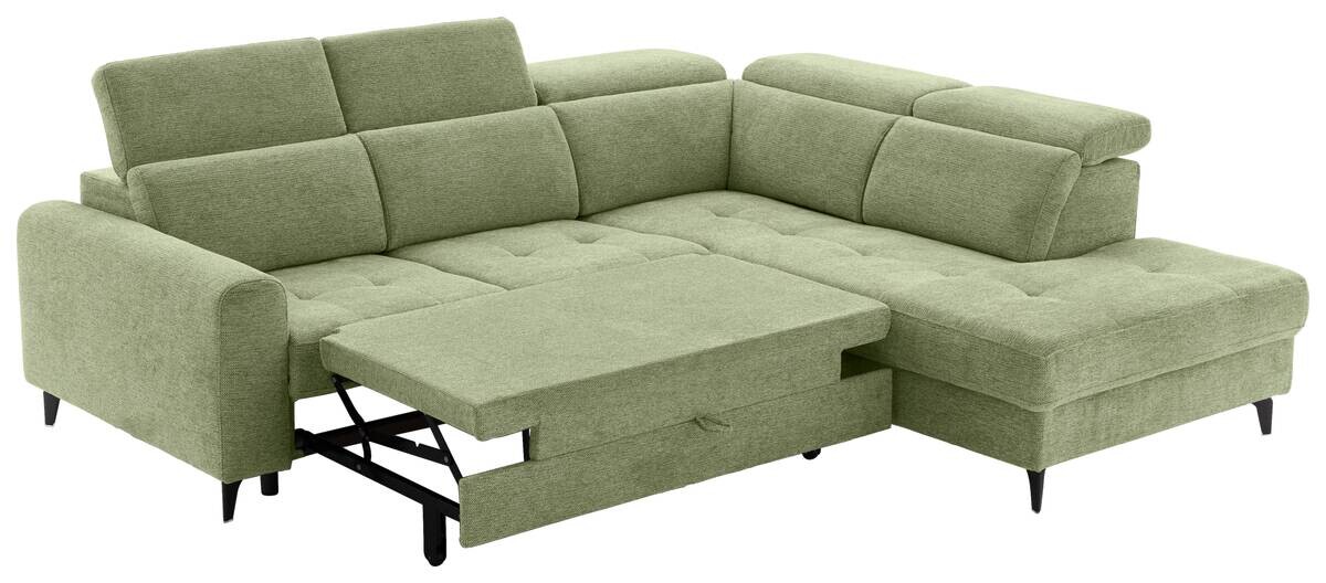 Ecksofa mit Bettfunktion hellgrün Flachgewebe B/H/T: ca. 258x96x221 cm