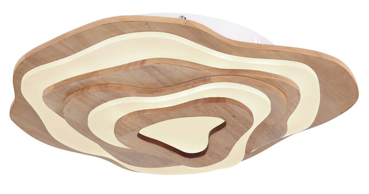 GLOBO LED-Deckenleuchte Jacks dunkelbraun Opal Kunststoff Holz B/H/T: ca. 50x10x58 cm