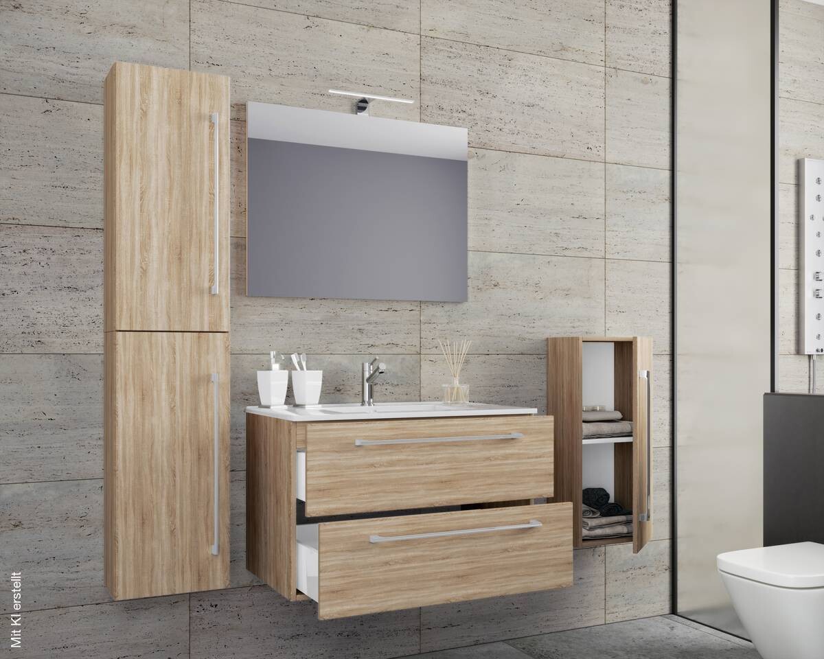 Waschplatz 5tlg-Badinos Eiche Sonoma Nachbildung B/H/T: ca. 80x50x46 cm