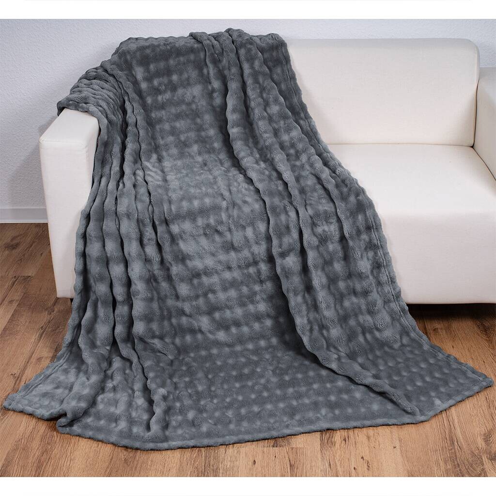 Wohndecke anthrazit Polyester B/L: ca. 150x200 cm