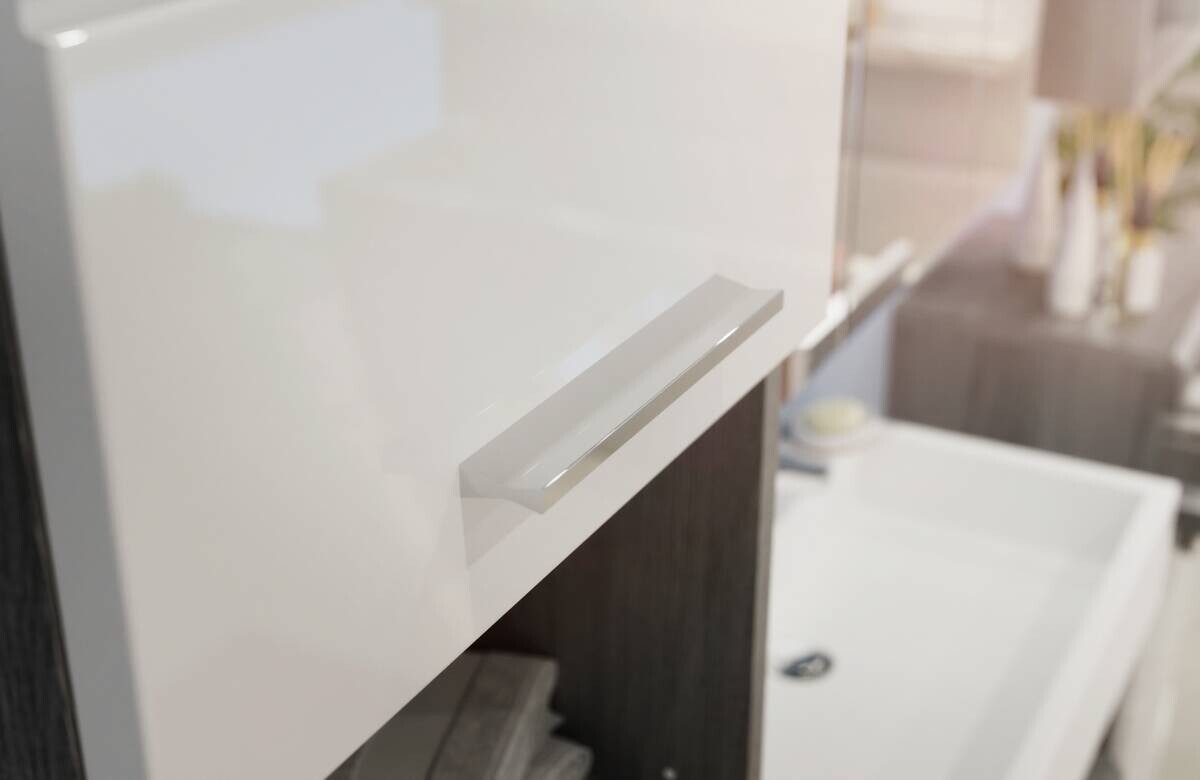 Badezimmer-Set Scout Rauchsilber Nachbildung weiß Hochglanz B/H/T: ca. 164x191x34 cm