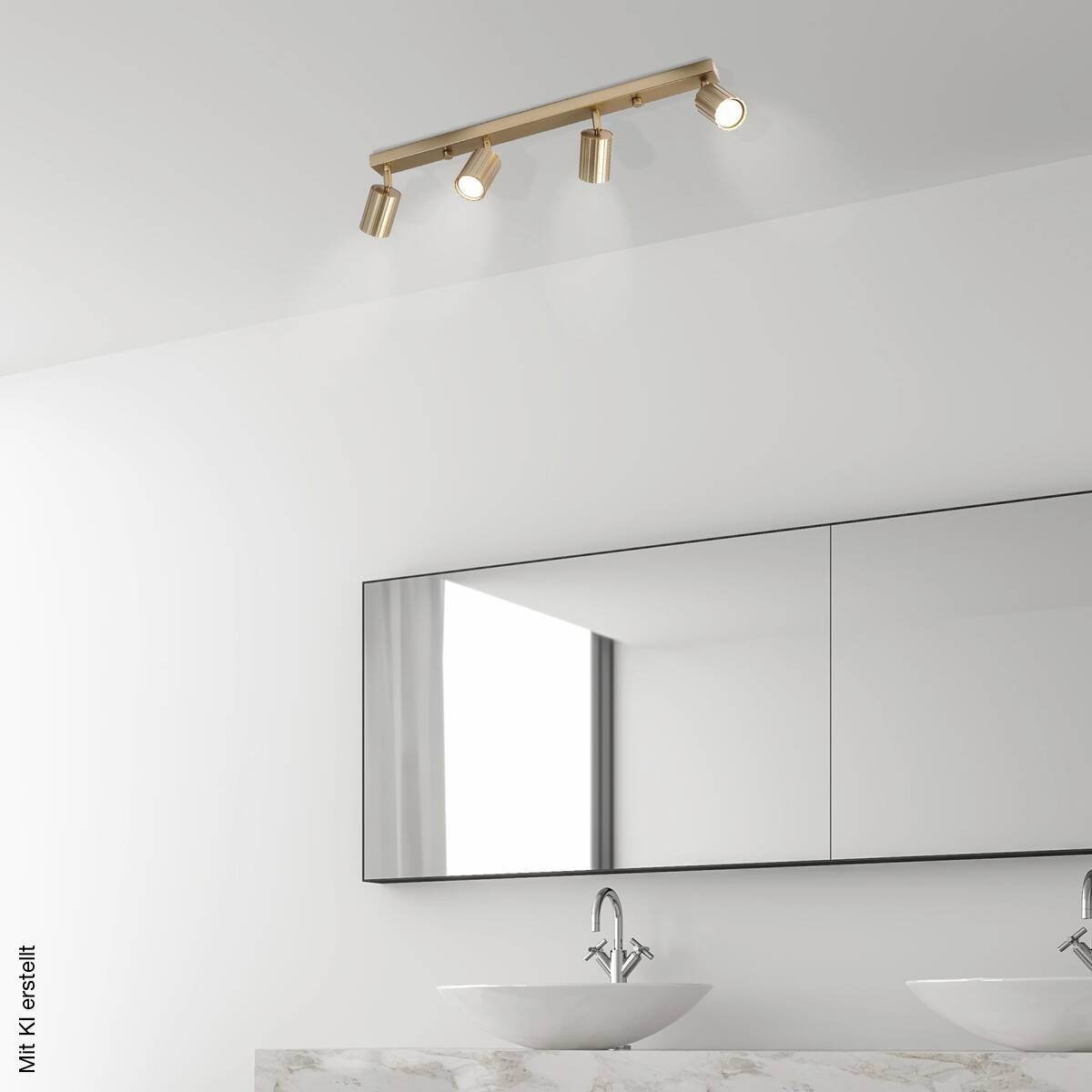 Lamkur Strahler Prisma gold Stahl B/H/L: ca. 6,5x16,5x81 cm 4 Brennstellen
