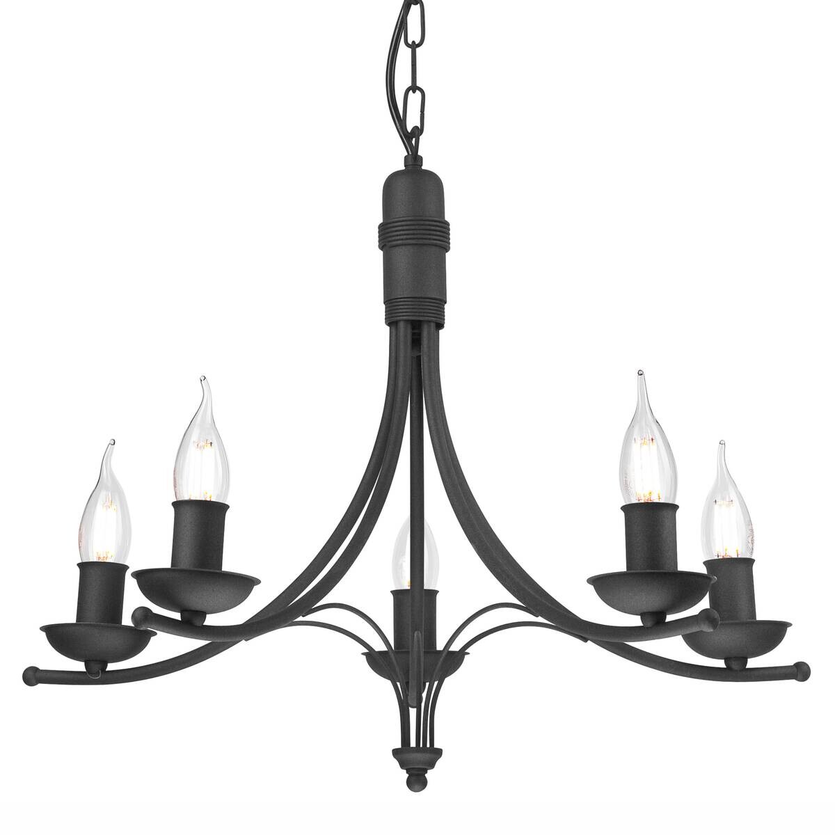 Lamkur Pendelleuchte LUCY 44101 schwarz Stahl H/L: ca. 100x58 cm E14 5 Brennstellen