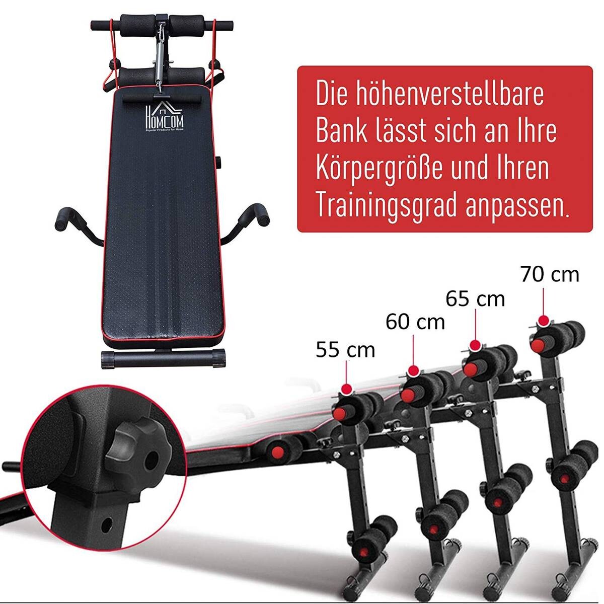 HOMCOM Sit-Up-Bank schwarz Stahl