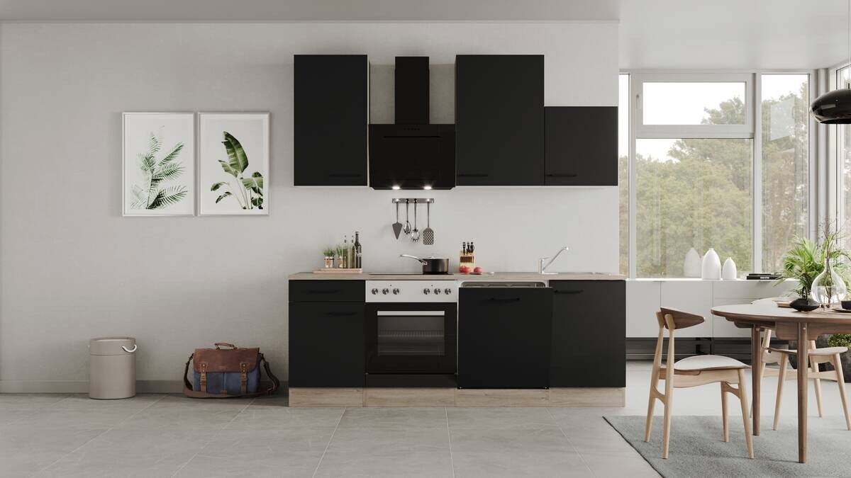 Küchenblock Capri schwarz matt B/H/T: ca. 220x234x60 cm