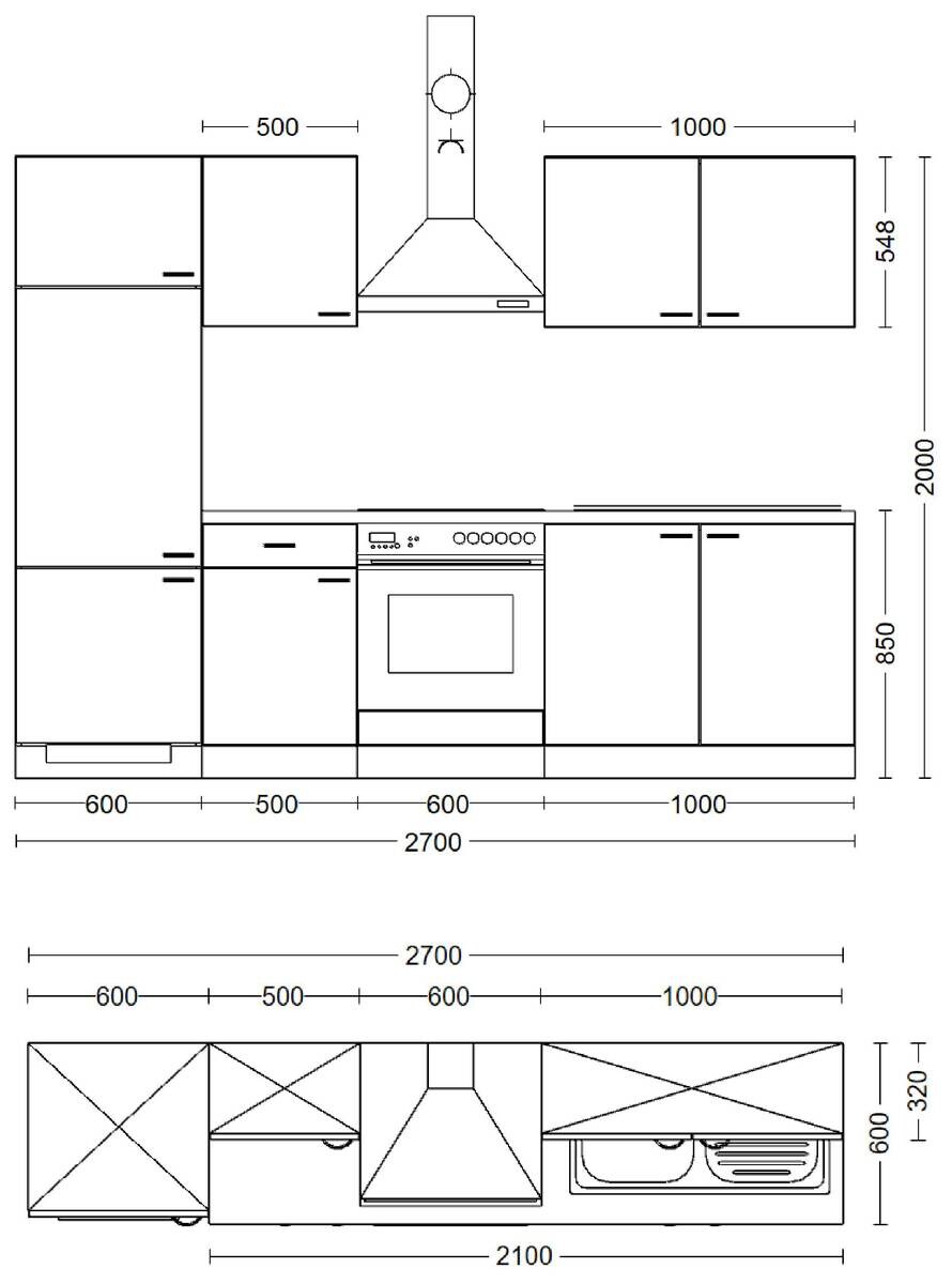 Flex-Well Küchenblock Morena Basalt matt B/H/T: ca. 270x200x60 cm