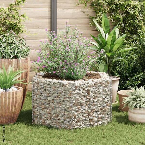 Gabionen-Hochbeet silber Stahl B/H/L: ca. 90x50x100 cm