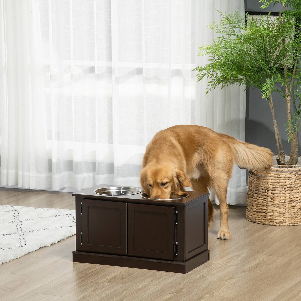 PawHut Hundenapf kaffee MDF B/H/L: ca. 30x34x60 cm