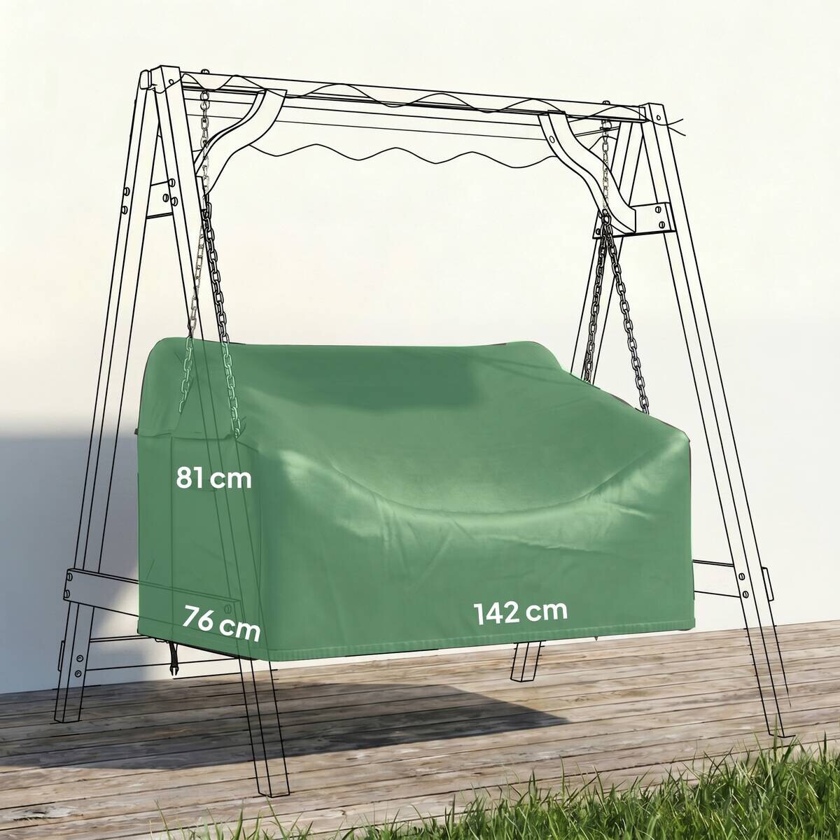 Outsunny Gartenschaukel-Abdeckung schwarz Polyester B/H/L: ca. 76x81x142 cm