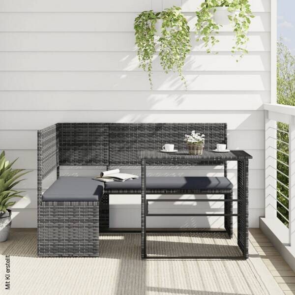 vidaXL Gartensitzgruppe grau Kunststoff B/H/L: ca. 100x90x142,5 cm
