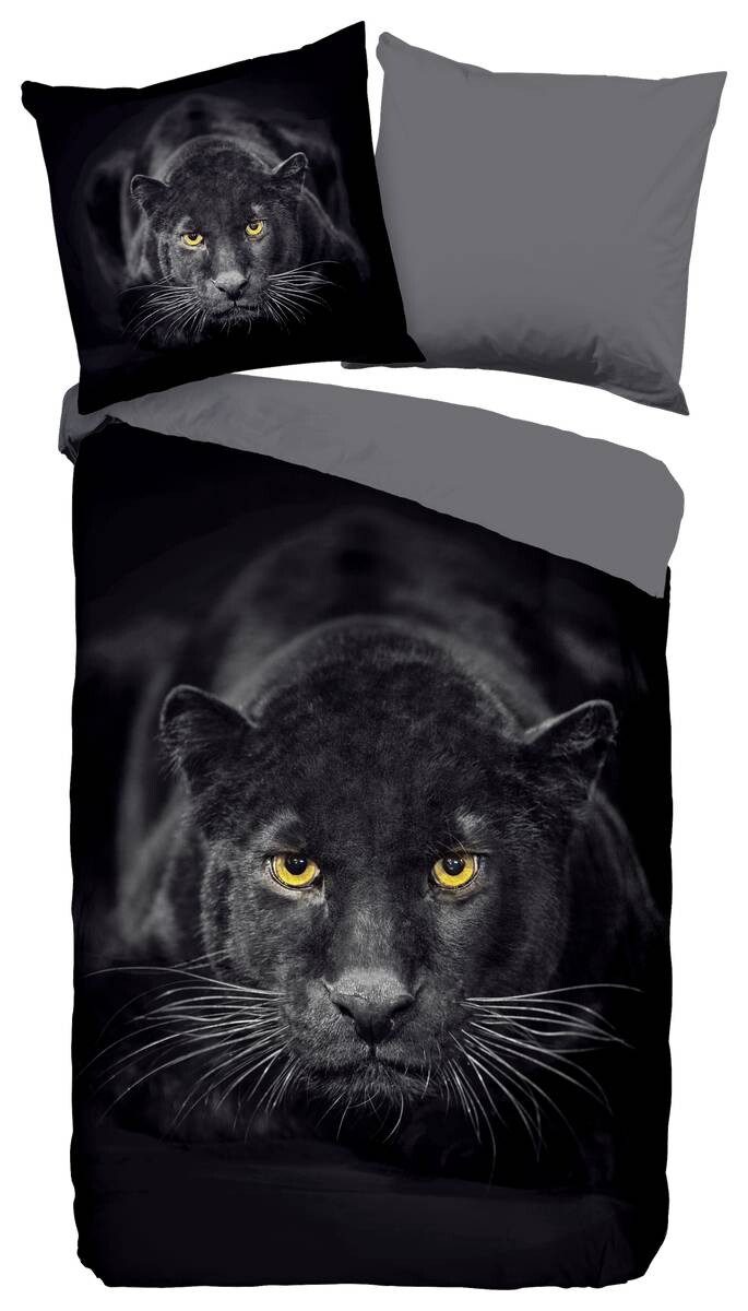 Microfaser Bettwäsche Panter schwarz Polyester B/L: ca. 135x200 cm