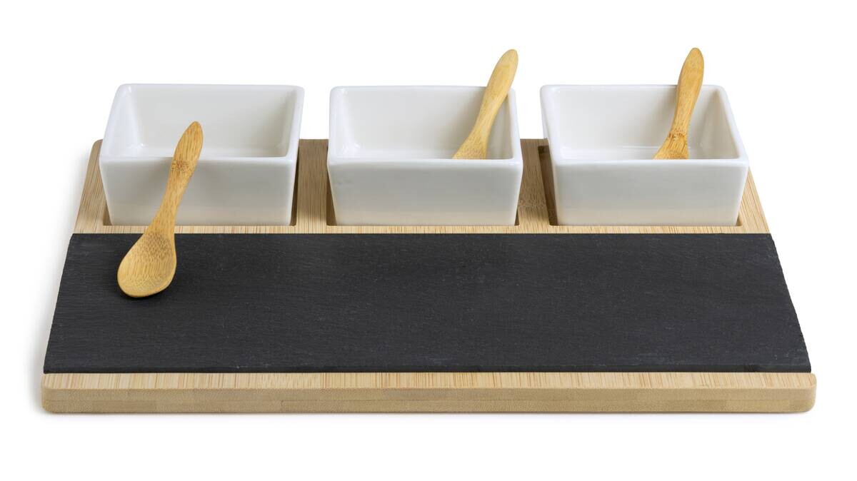 Max & Moritz Besteck natur Schiefer B/H/L: ca. 24,5x7,8x31,5 cm