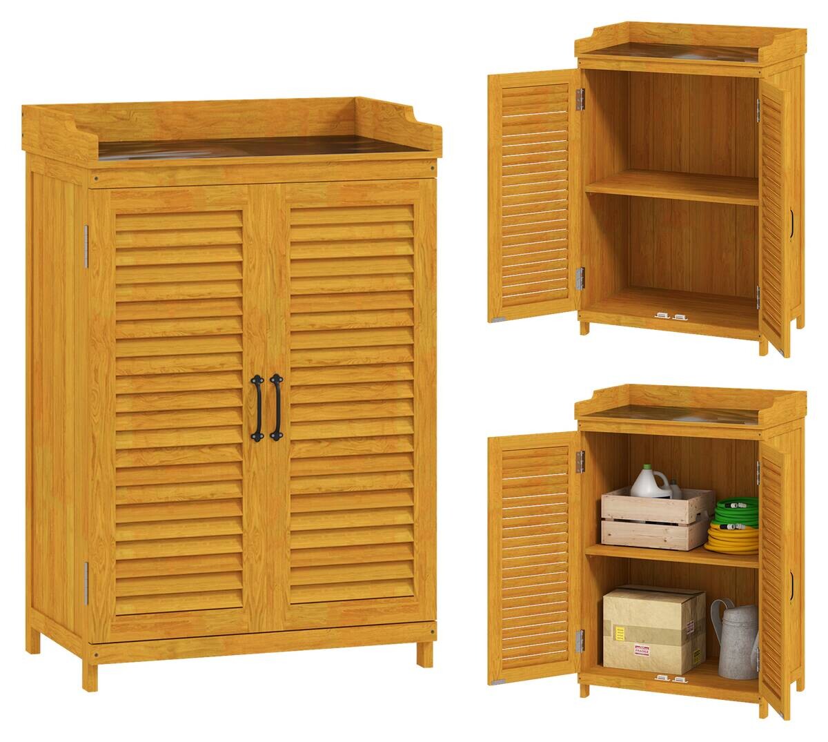 Outsunny Gartenschrank gelb Metall B/H/L: ca. 40x98,5x65,5 cm