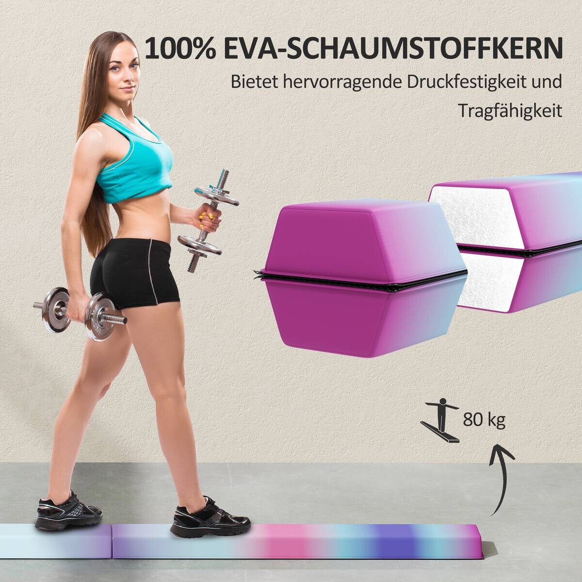 SPORTNOW Schwebebalken mehrfarbig Polyester B/H/L: ca. 15x6,5x236 cm