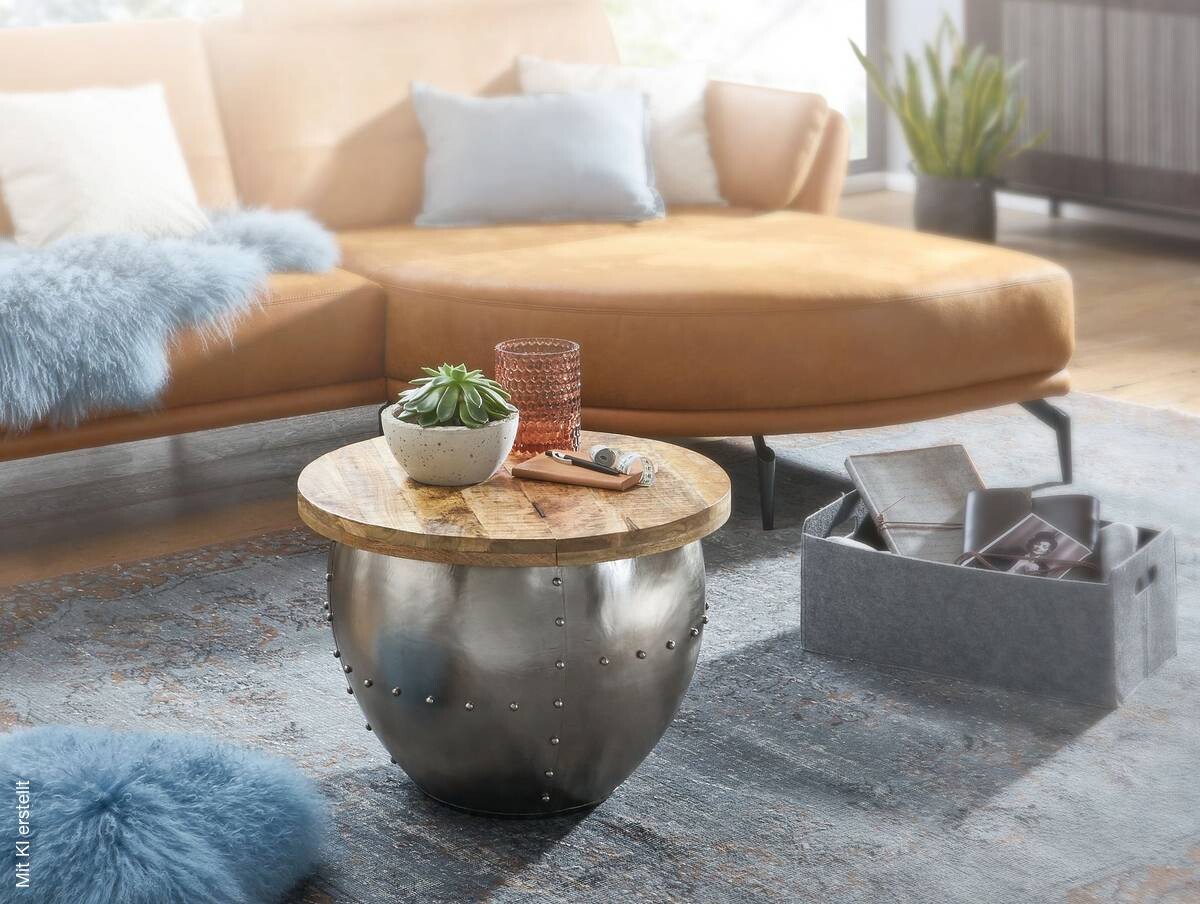Couchtisch silber braun B/H/T: ca. 60x43x60 cm