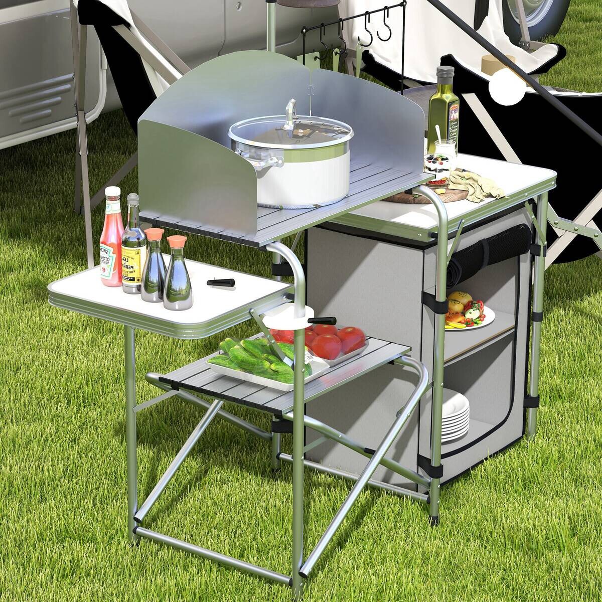 Outsunny Camping Küche B/H/L: ca. 48x119x144 cm