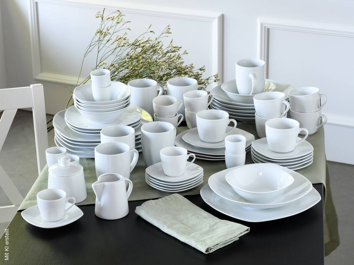 CreaTable Kombiservice Square weiß Porzellan 62 tlg.