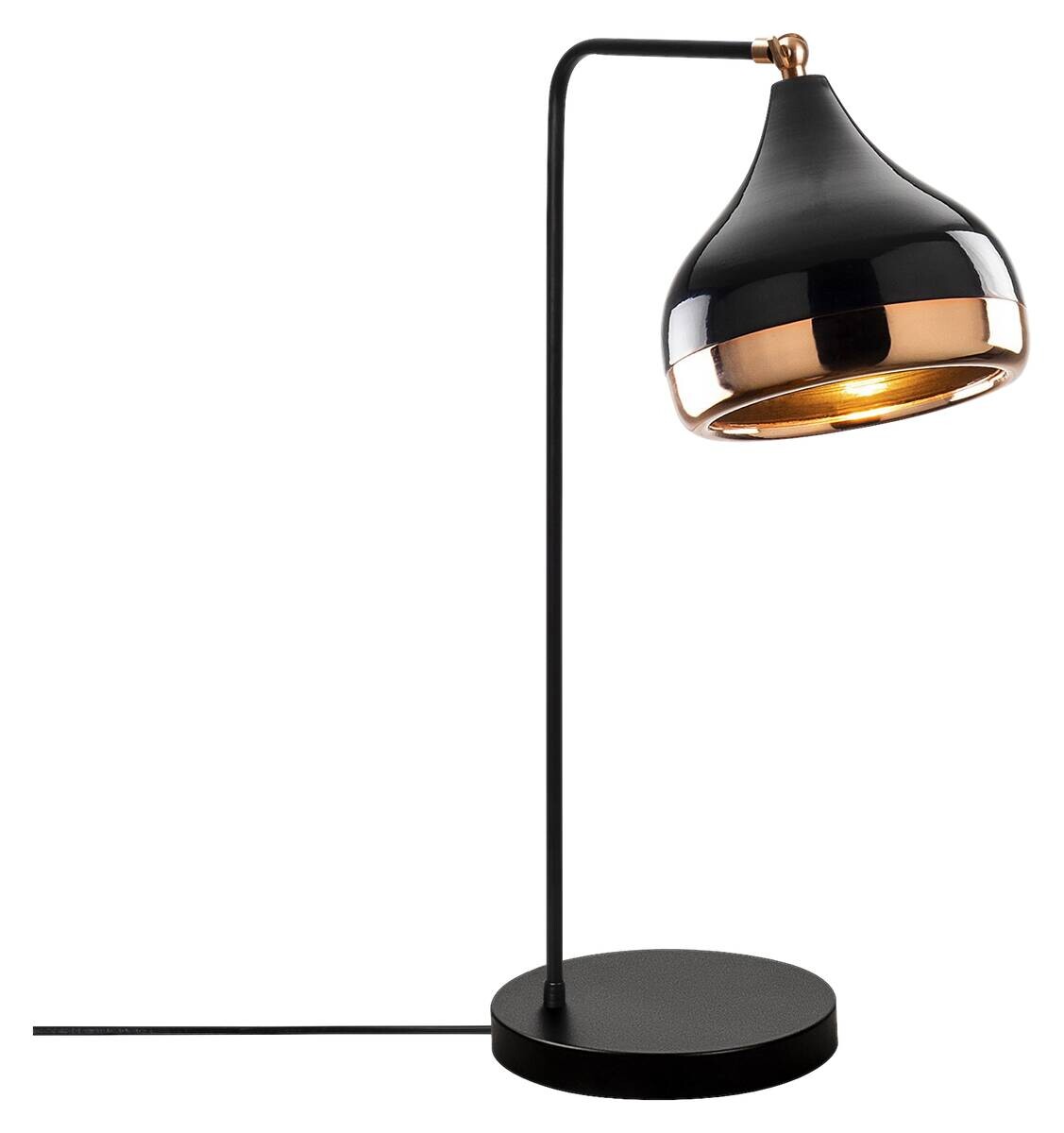 Opviq Tischleuchte Yildo schwarz Kupfer Metall B/H/T/L/D: ca. 26x52x26x17x17 cm E27 1 Brennstellen