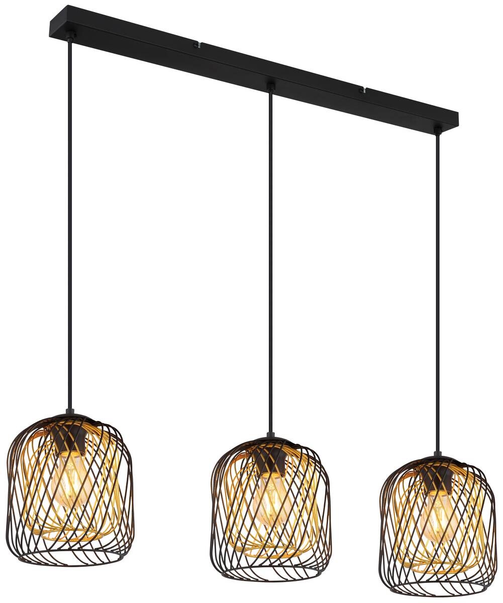 GLOBO Pendelleuchte DICHTI 15965-3HS schwarz Metall B/H/L: ca. 18x150x84 cm E27 3 Brennstellen
